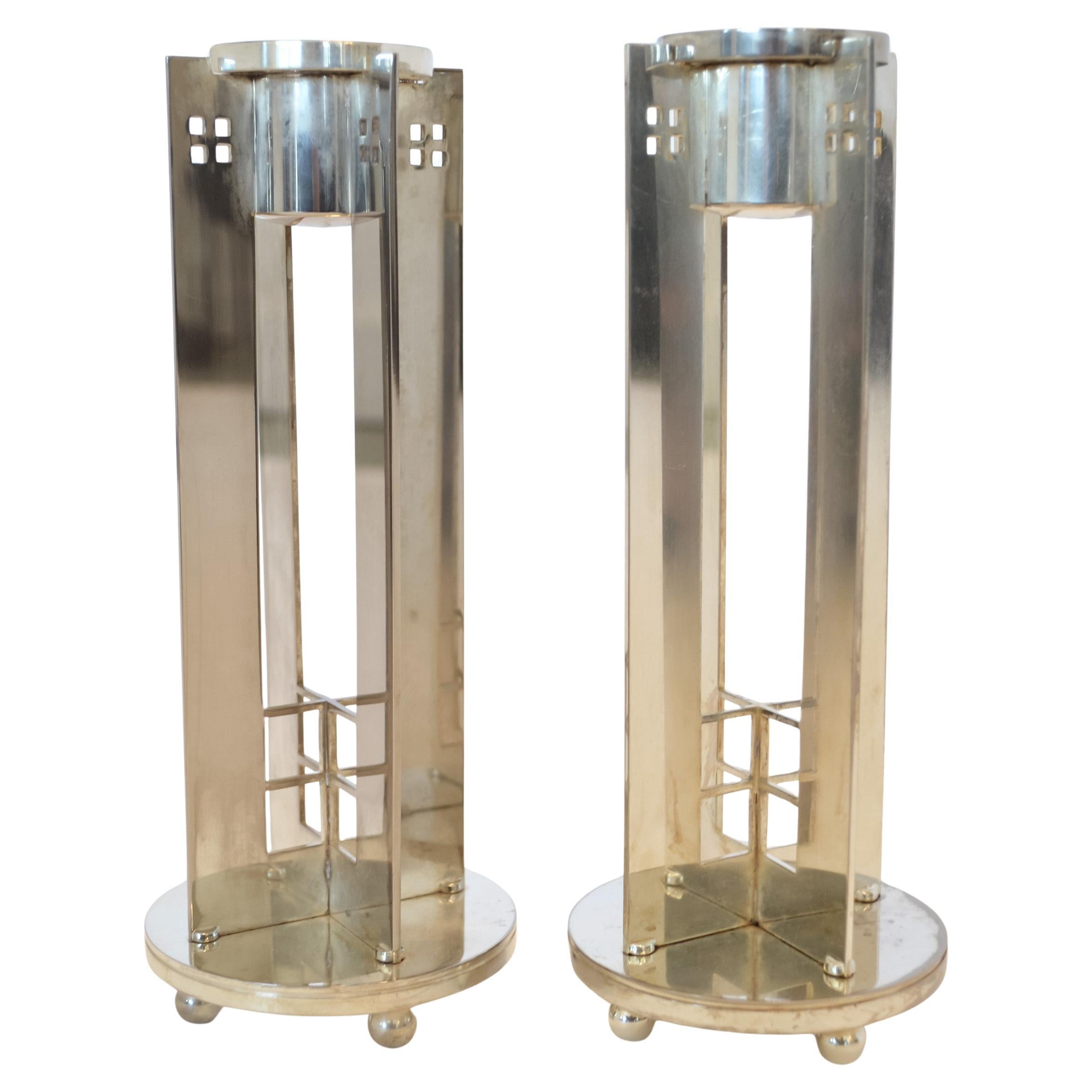 Pareja de candelabros plateados "Rey Ricardo" de Richard Meier para Swid Powell en venta