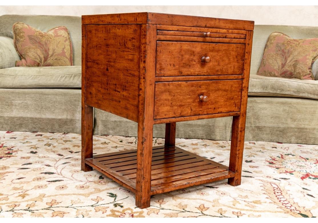 Wood Pair of Richard Mulligan Sussex End Tables with Pull Out Trays