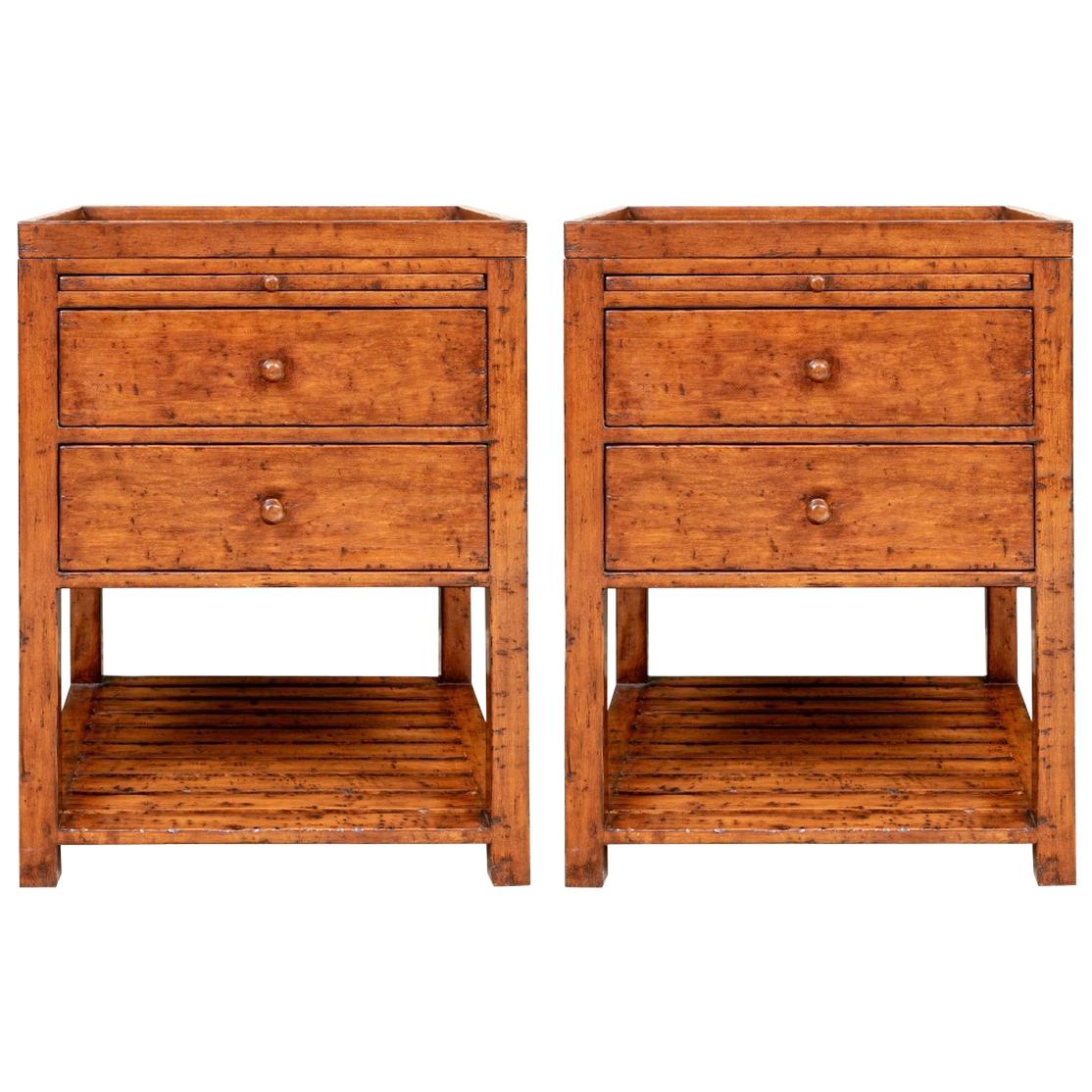 Pair of Richard Mulligan Sussex End Tables with Pull Out Trays