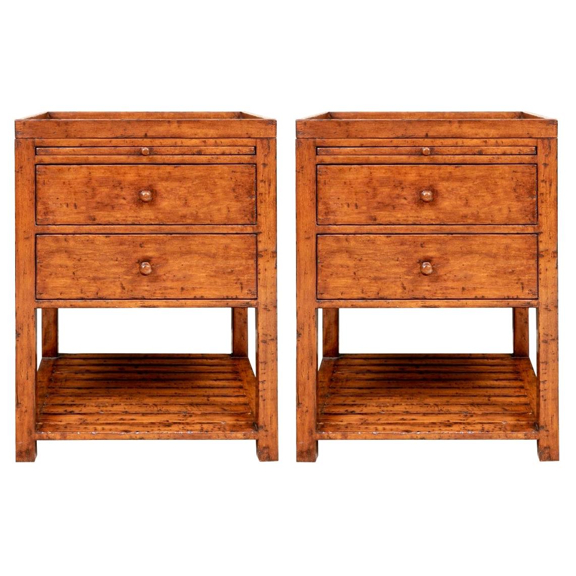 Pair of Richard Mulligan Sussex End Tables with Pull Out Trays