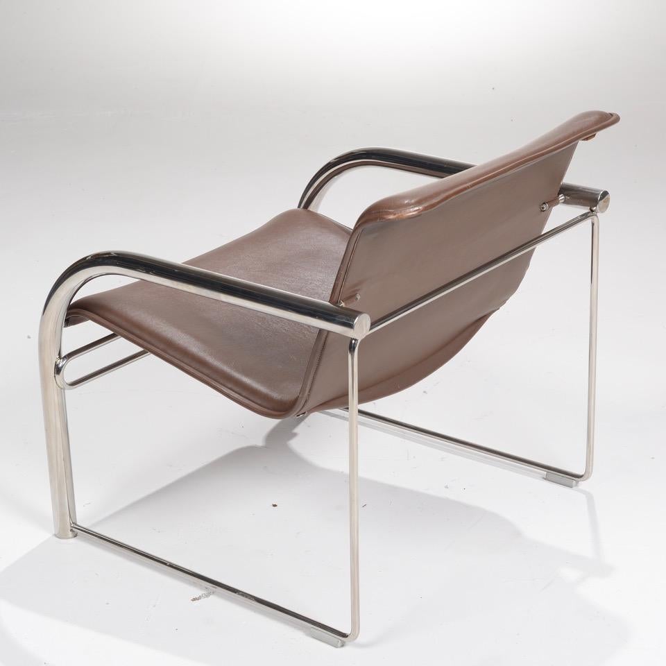 Pair of Richard Schultz Leather and Chrome RS48 Lounge Chairs 4