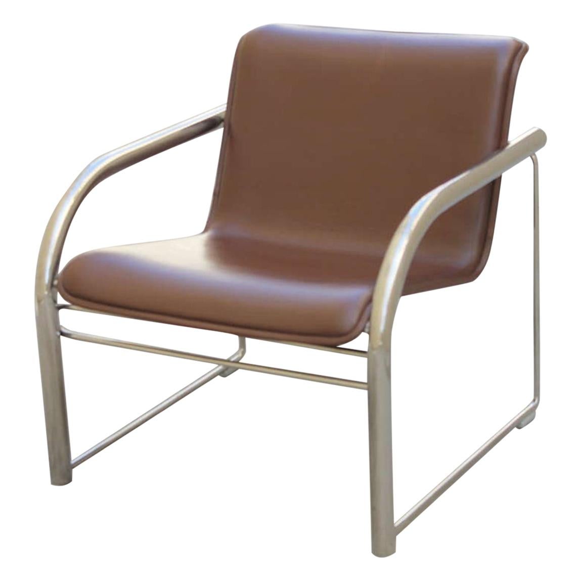 Pair of Richard Schultz leather and chrome RS48 lounge chairs from Nienkamper. Leather and chrome lounge chairs. Designed by Richard Schultz in 1987.

All items are viewable at our Los Angeles Arts District showroom and warehouse. 