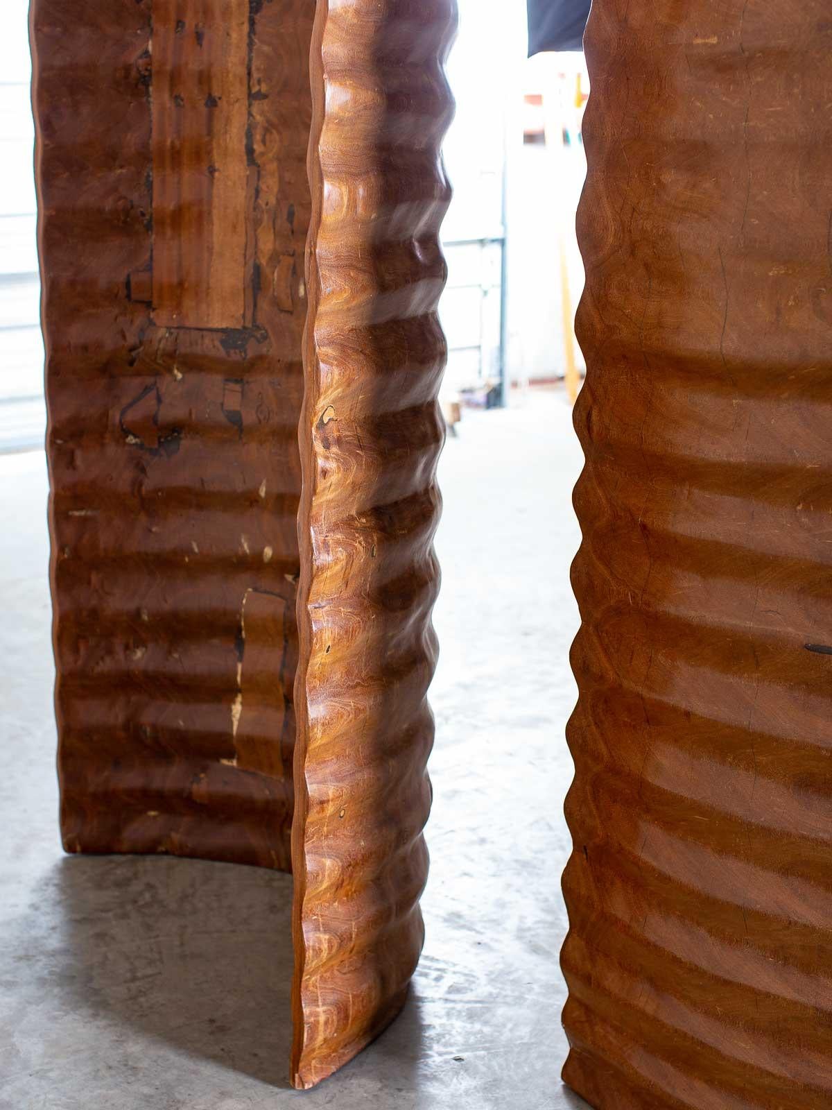 Pair of Richard Serra Inspired Tall Solid Teak Sculptures, circa 2000 For Sale 9