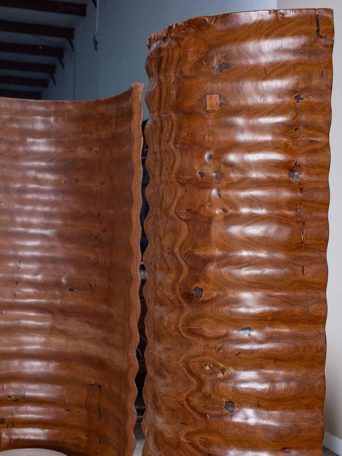 Pair of Richard Serra Inspired Tall Solid Teak Sculptures, circa 2000 For Sale 2