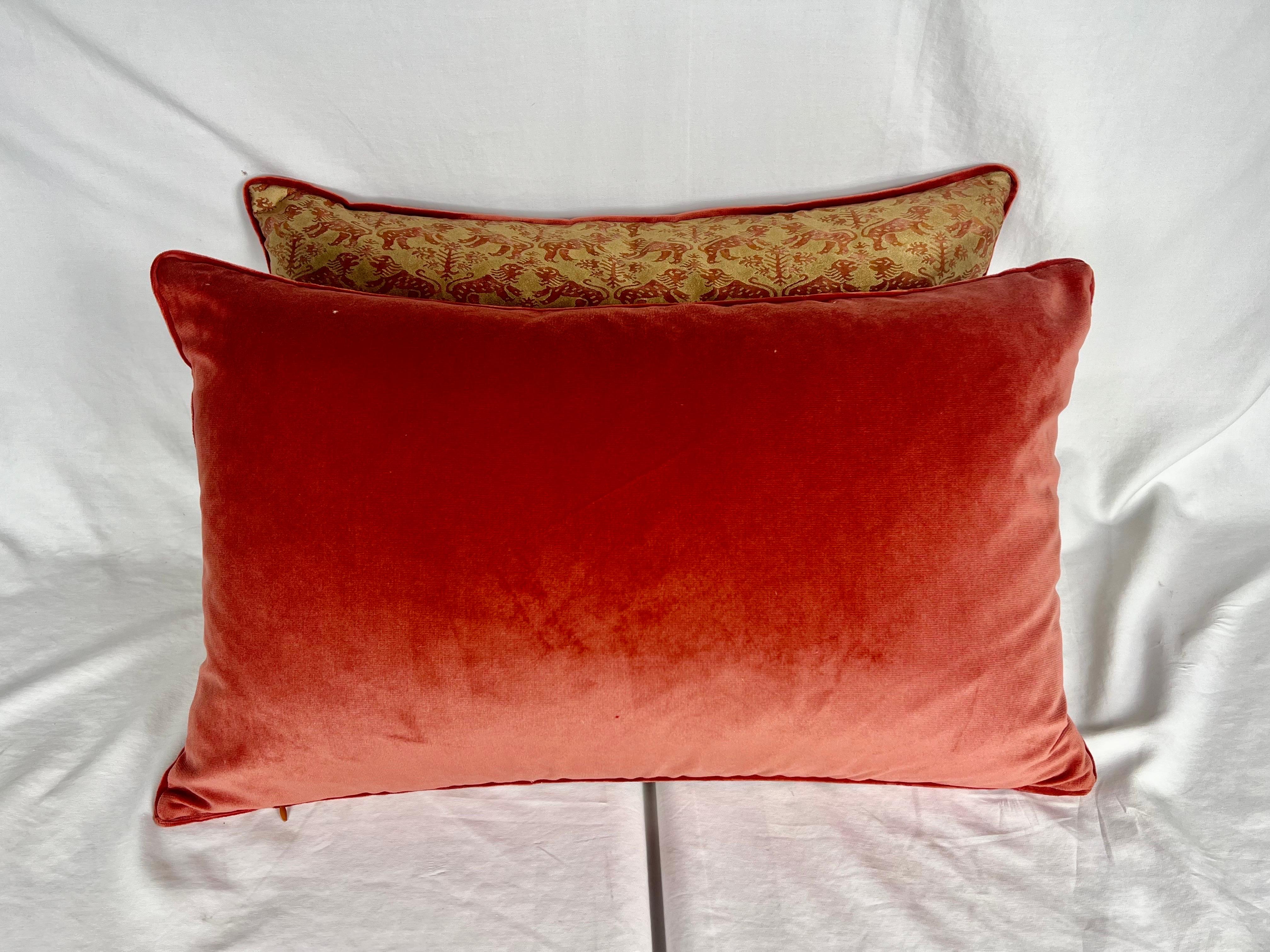 Pair of Richeleau Patterned Fortuny Rust & Gold Pillows  2