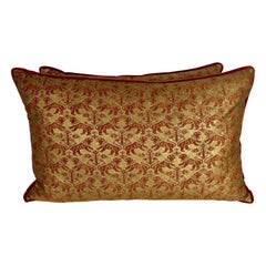 Pair of Richeleau Patterned Fortuny Rust & Gold Pillows