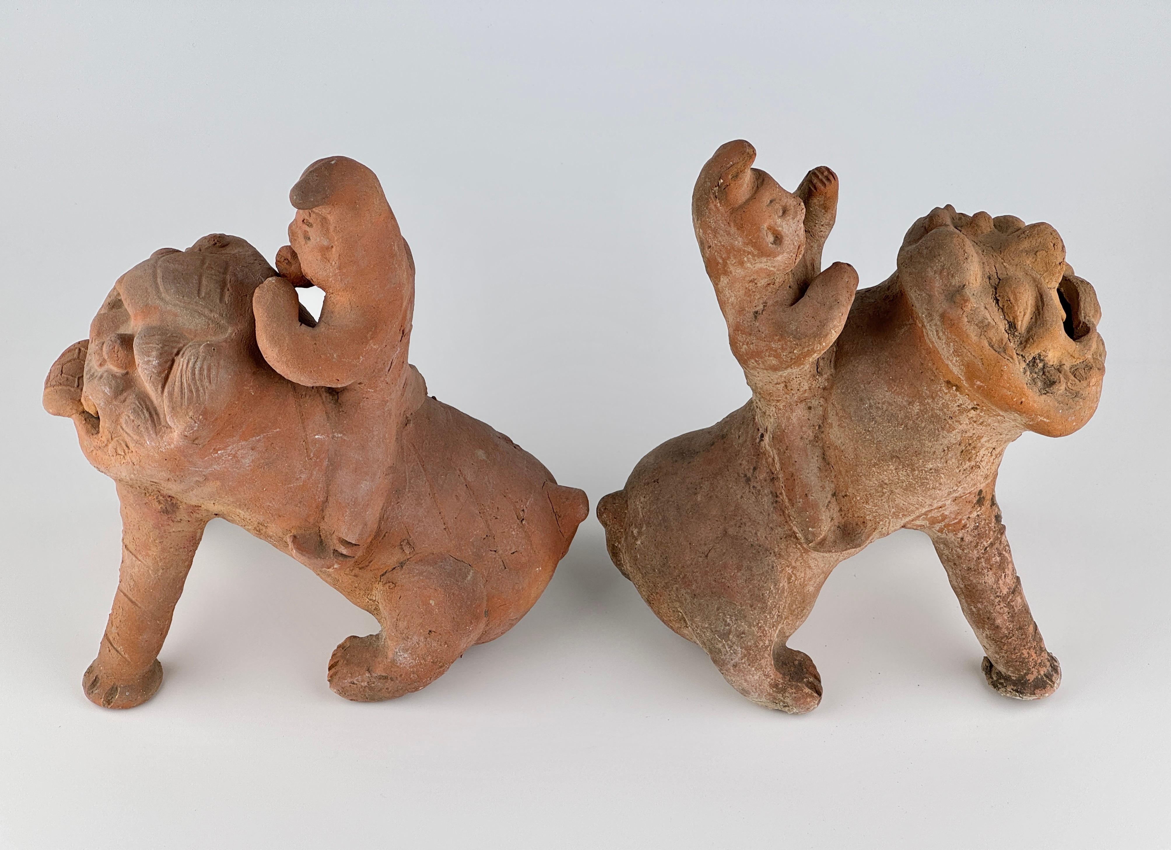 Pair of Rider Figures on Mythical Beasts Possibly from Qing Dynasty For Sale 3