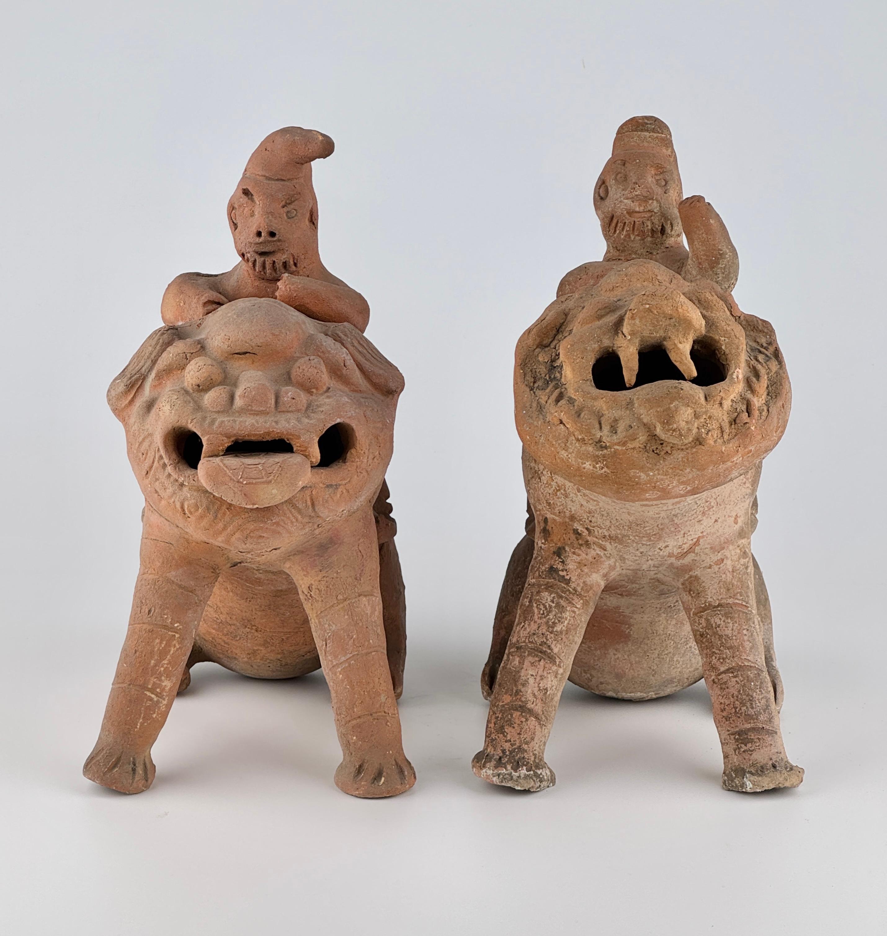 Pair of Rider Figures on Mythical Beasts Possibly from Qing Dynasty For Sale 4