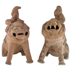 Pair of Rider Figures on Mythical Beasts Possibly from Qing Dynasty