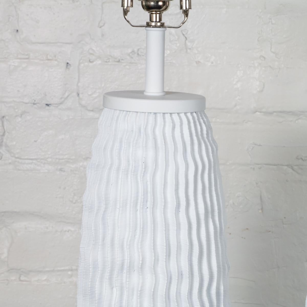 American Pair of ridged composition table lamps For Sale