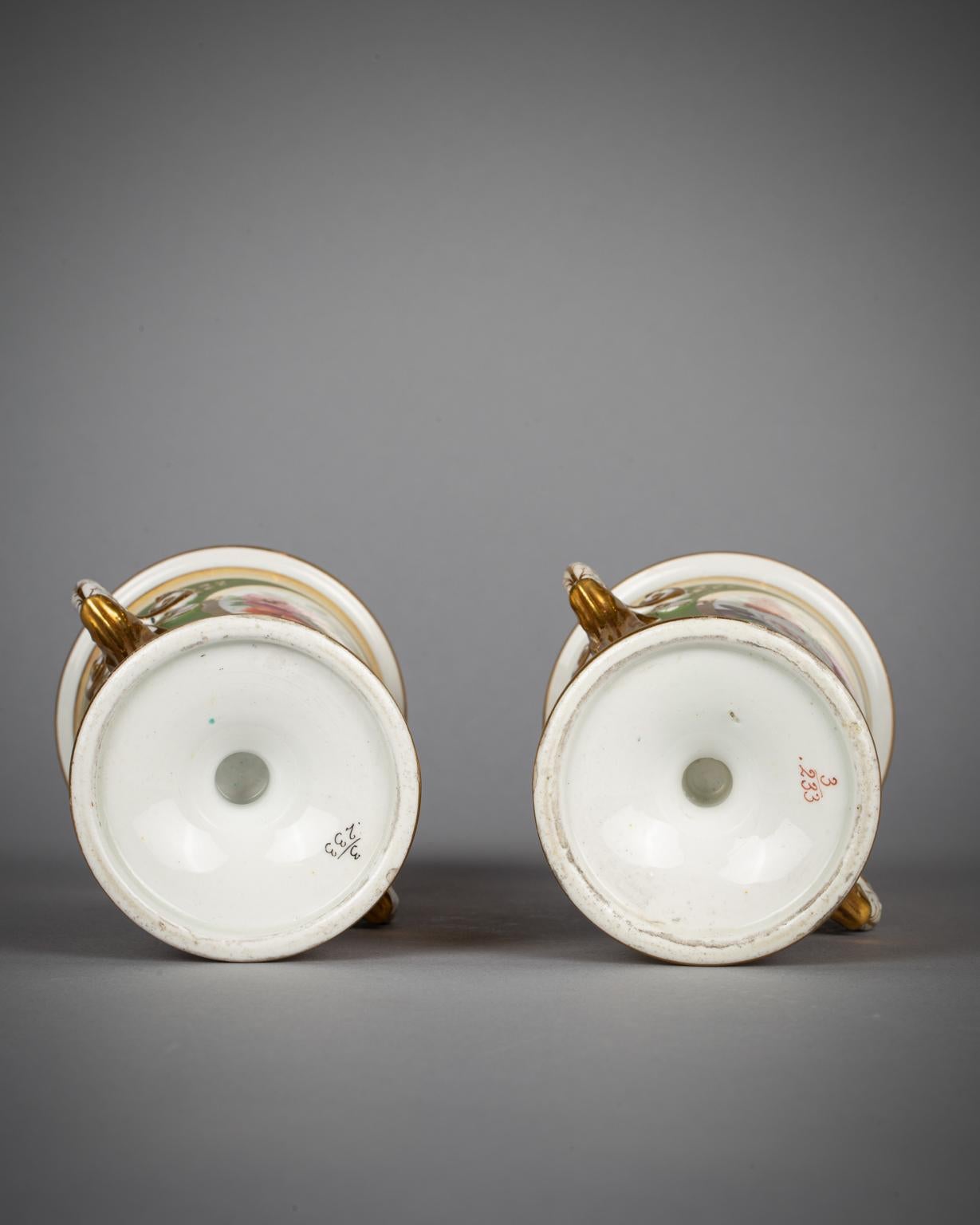 Pair of Ridgway Green and Gilt Ground Spill Vases, circa 1825 For Sale 1