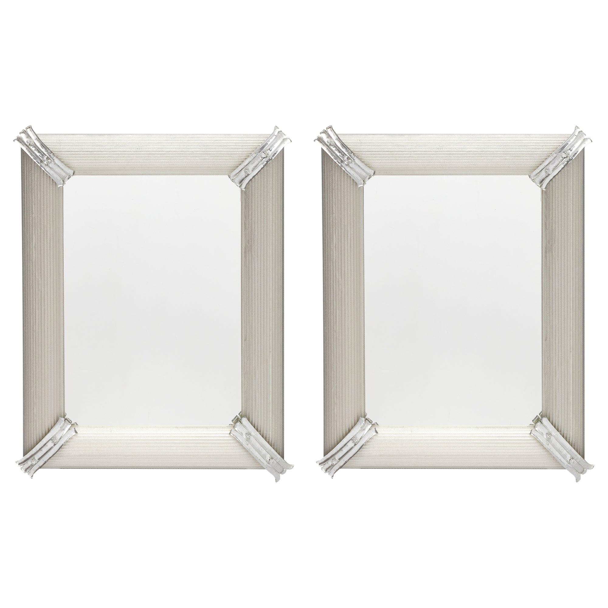 Pair of Rigadin Silver Murano Glass Mirrors