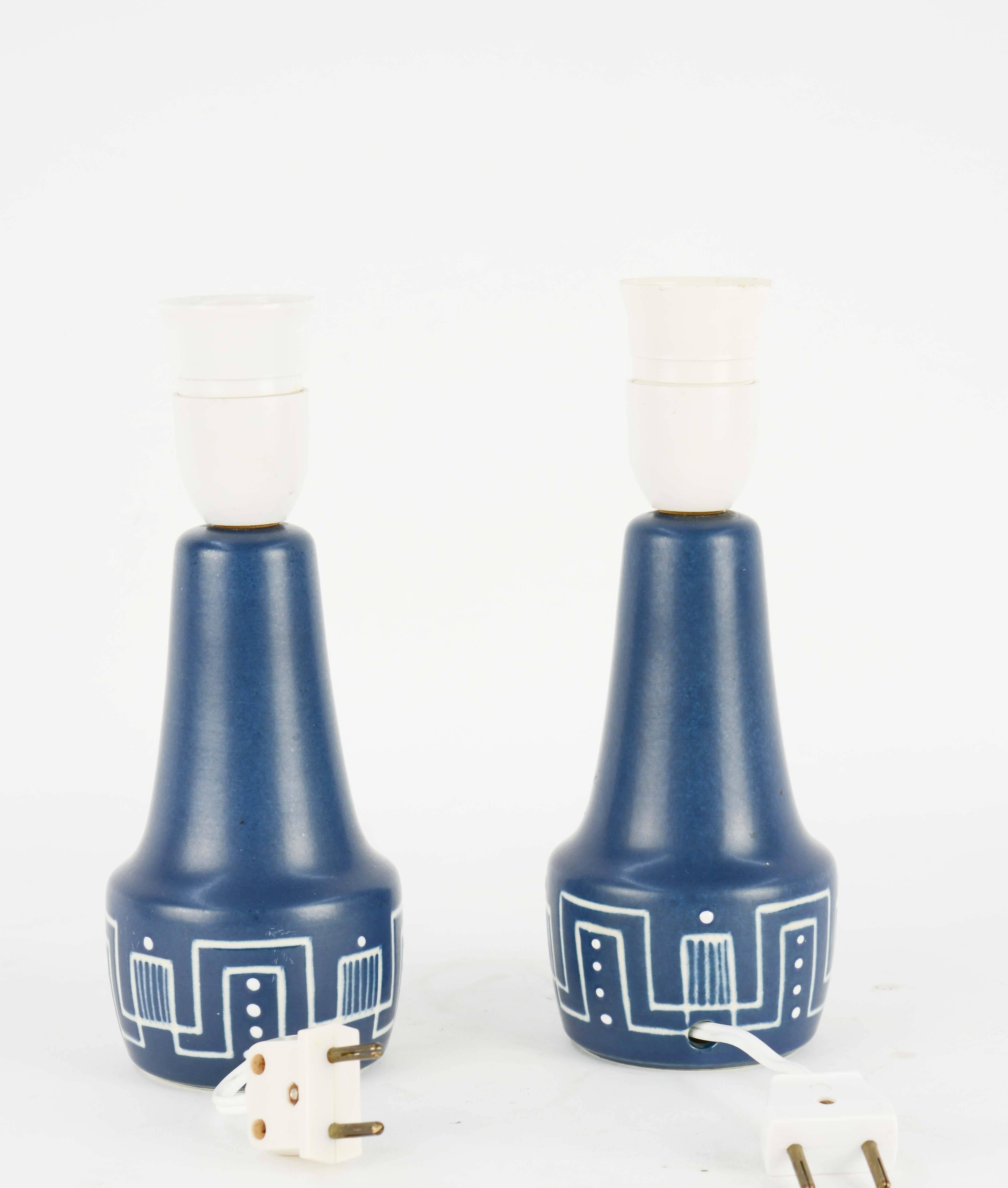 Scandinavian Modern Pair of Rigmor Nielsen's Soholm Stentj of Denmark Ceramic Lamps from 1960s For Sale