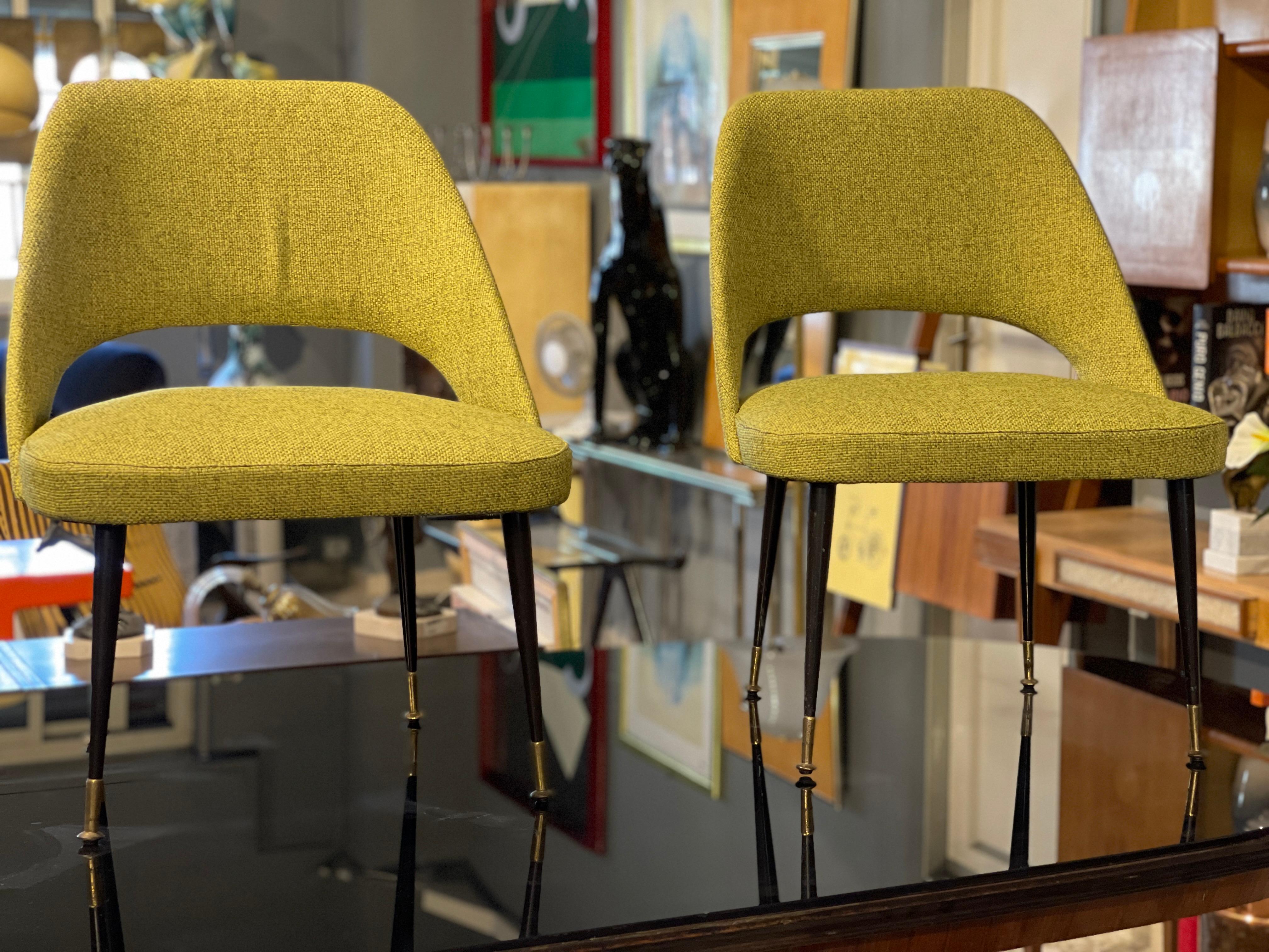 Pair of reworked armchairs, Italian production of the 1960s attributable to the design company RIMA.