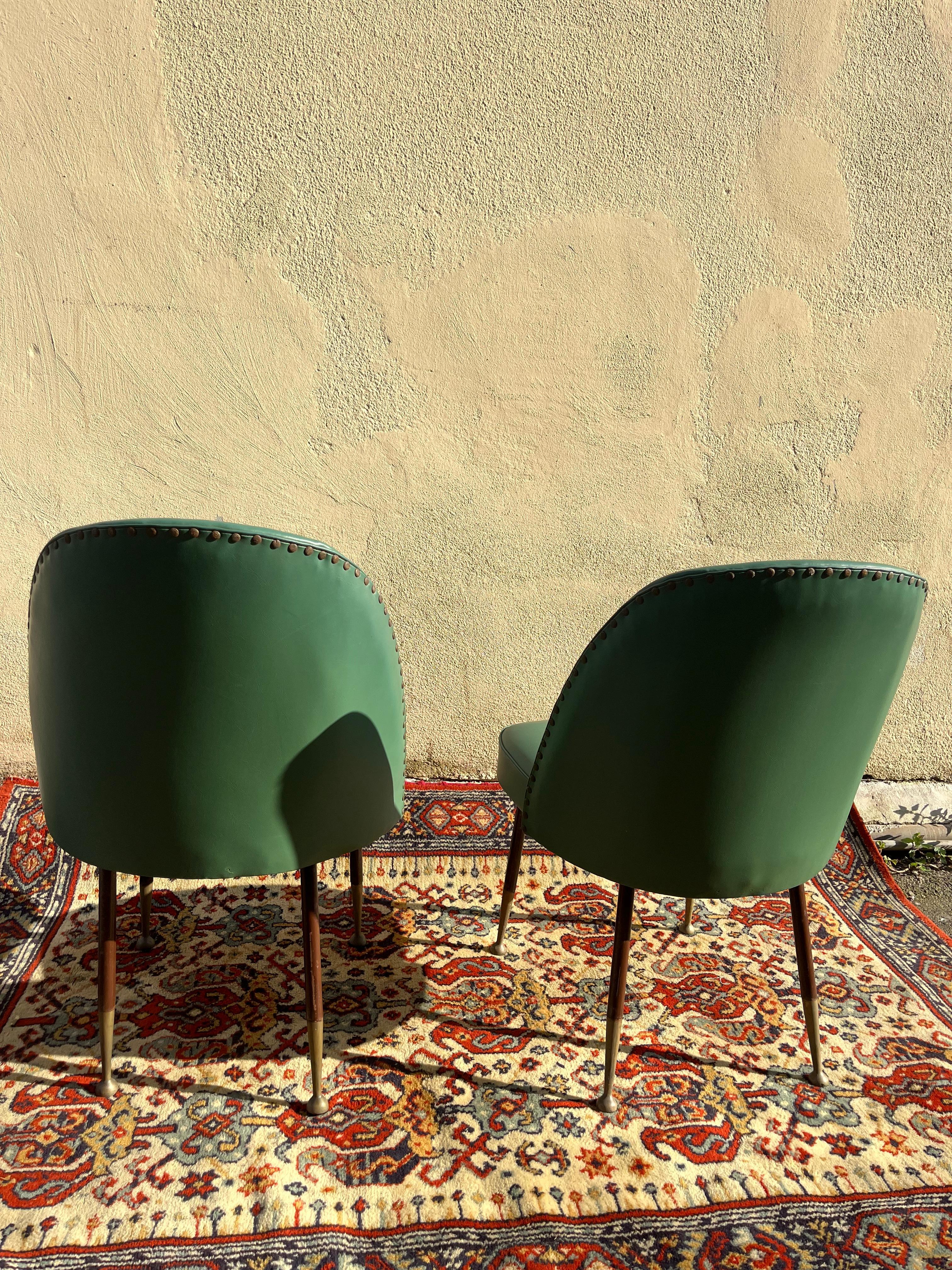 Pareja de sillones estilo Rima de los años 50 Latón en venta