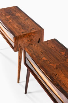 Pair of Rimbert Sandholt Beech, Rosewood Bedside Tables, 1960s