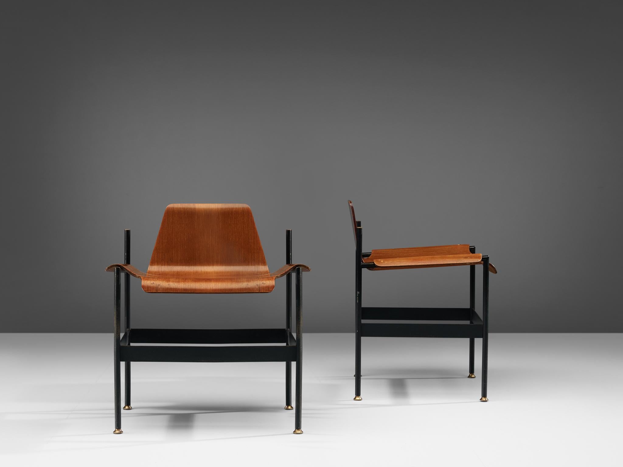 Mid-Century Modern Pair of Rinaldo Scaioli and Eugenia Alberti Reggio Easy Chairs in Teak