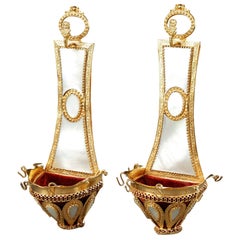 Pair of Ring Holders in Mother of Pearl and Gilt Bronze, Palais Royal Work
