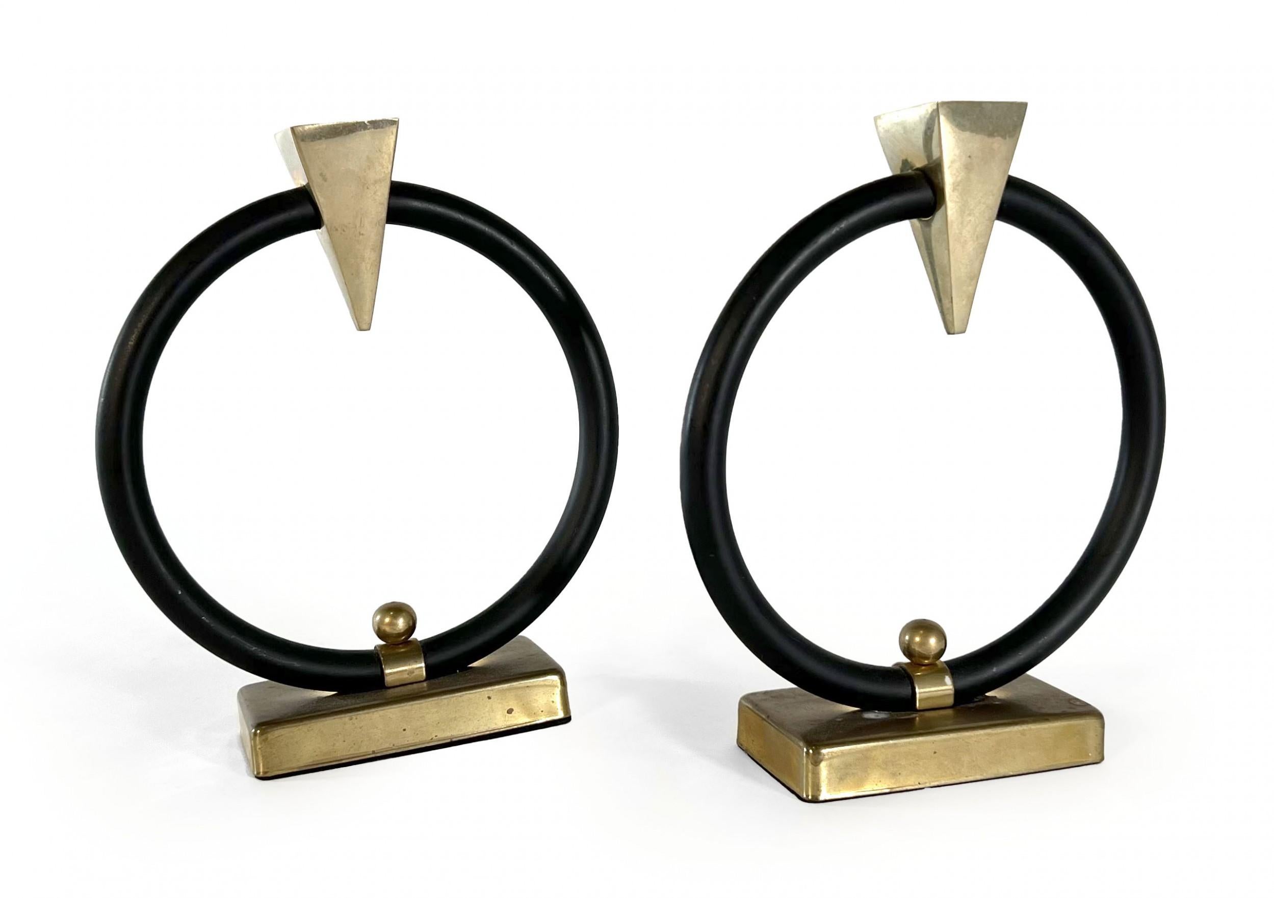 Pair of Ring Metal Candleholders.