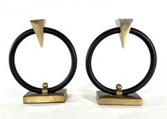 Vintage Pair of Ring Metal Candleholders