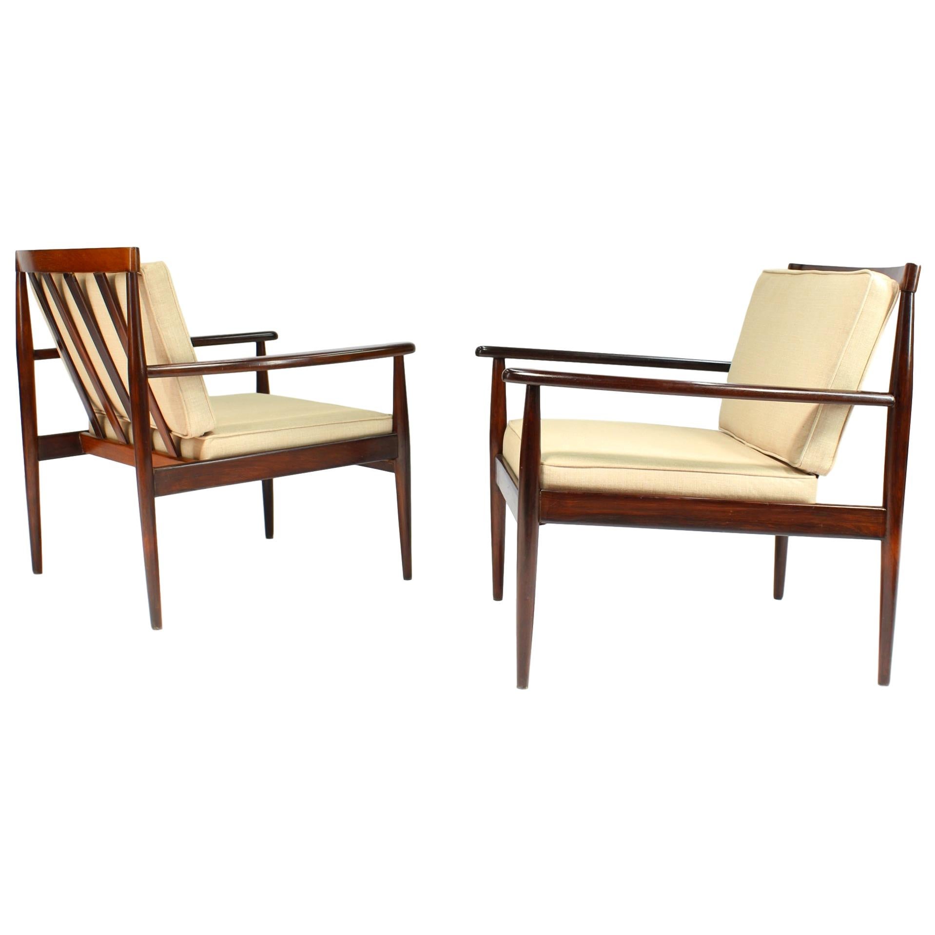 Pair of Rino Levi Brazilian 1960s Jacaranda Armchairs