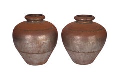 Pair of Riveted Iron Floor Vases