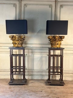 Pair of riveted wrought iron stands, around 1900