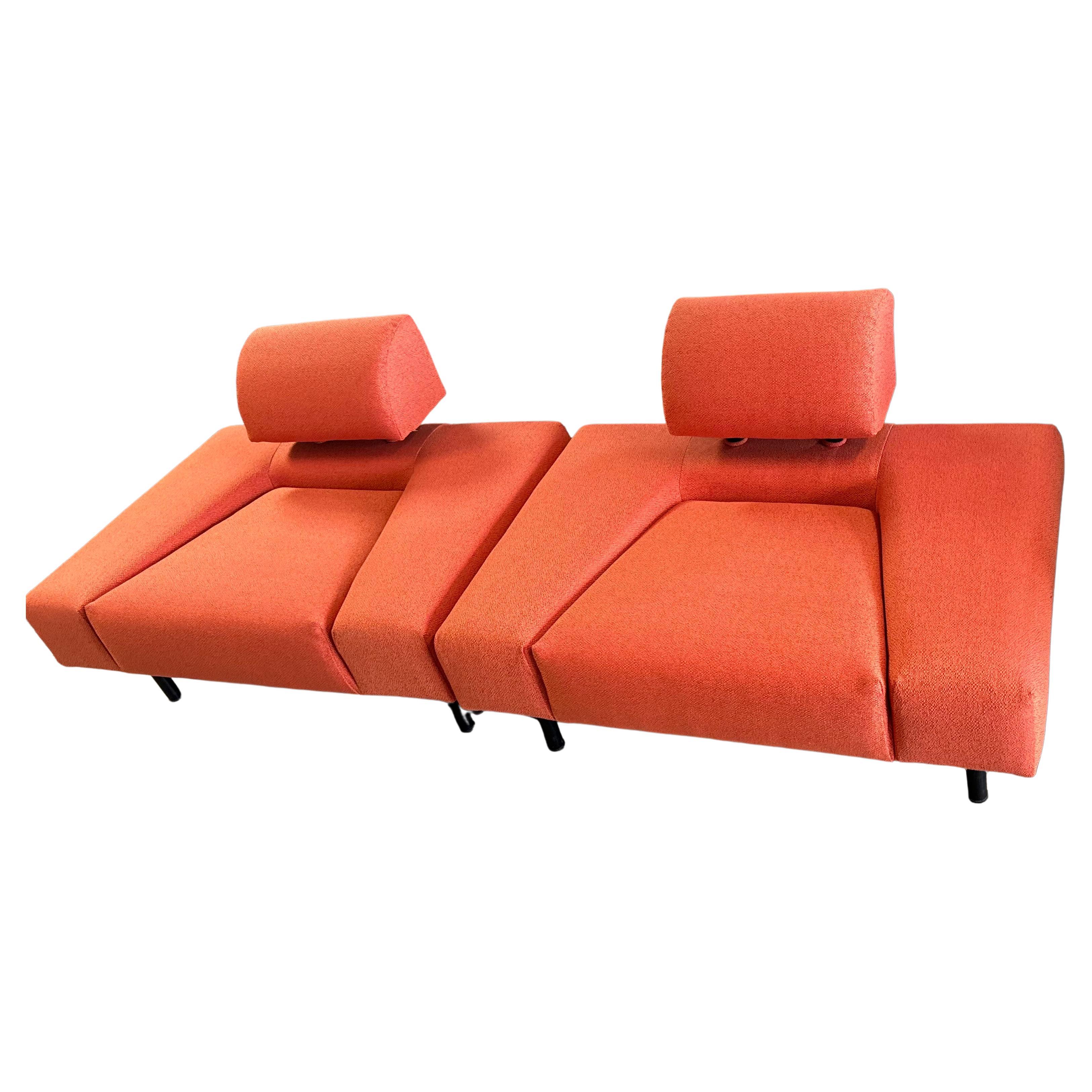 Pair of Rob Eckhardt Pouf Garni Space Age upholstered in orange  For Sale