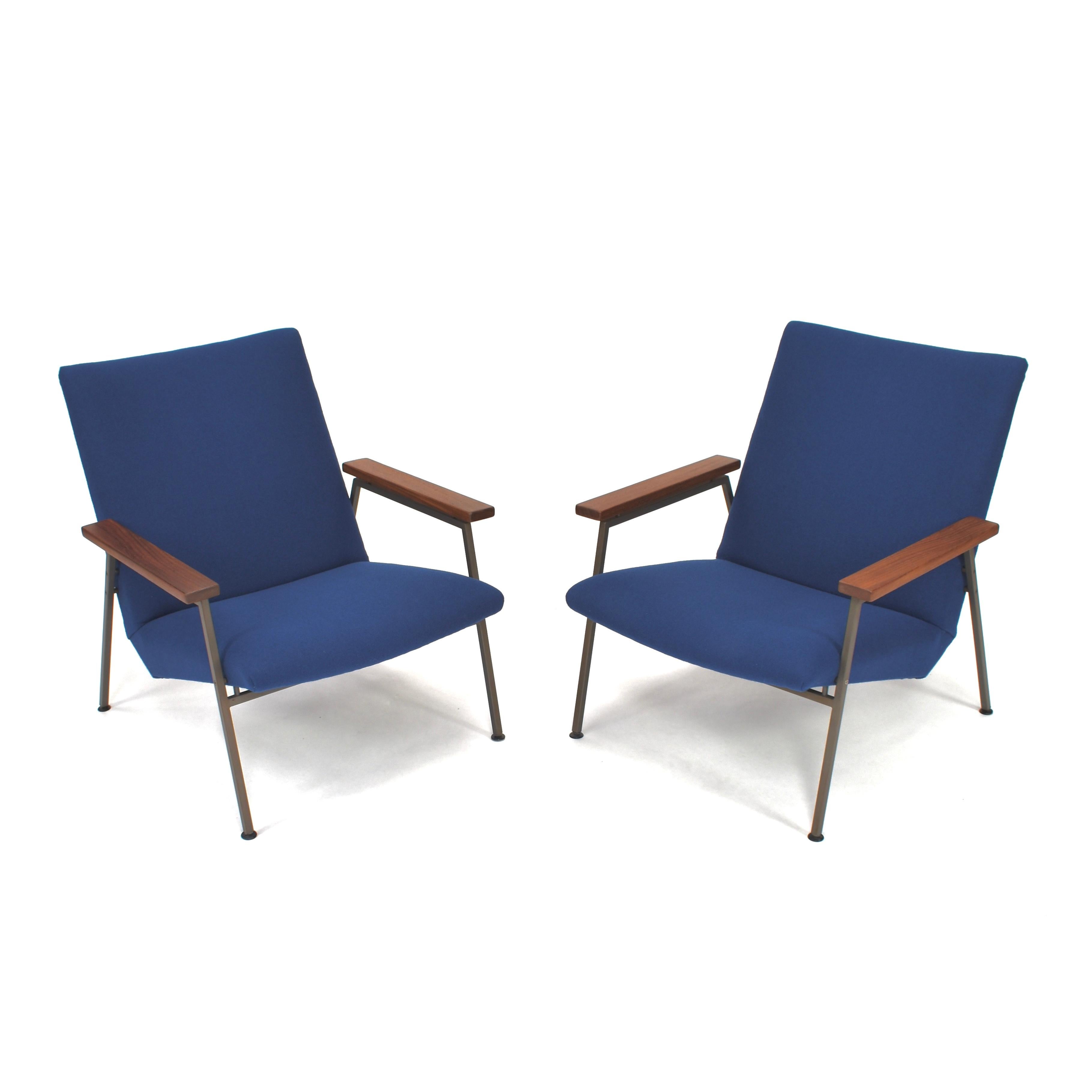 Fabric Pair of Rob Parry Lounge Armchairs with New Kvadrat Upholstery, circa 1950