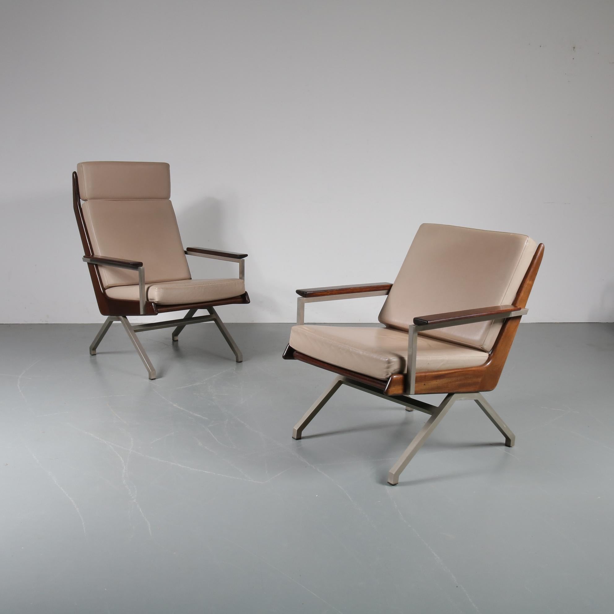 Mid-Century Modern Pair of Rob Parry Lounge Chairs for Gelderland, Netherlands, 1960