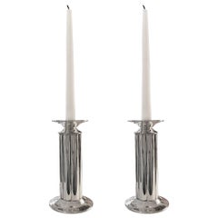 Pair of Robert A. M. Stern Designed Silver Plate Candlesticks