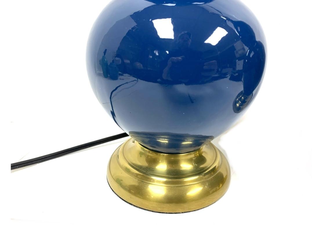 Pareja De Lámparas De Mesa De Cerámica Azul De Doble Calabaza Robert Abbey Siglo XXI y contemporáneo en venta