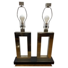 Pair of Robert Abbey Brass Table Lamps w/Shades