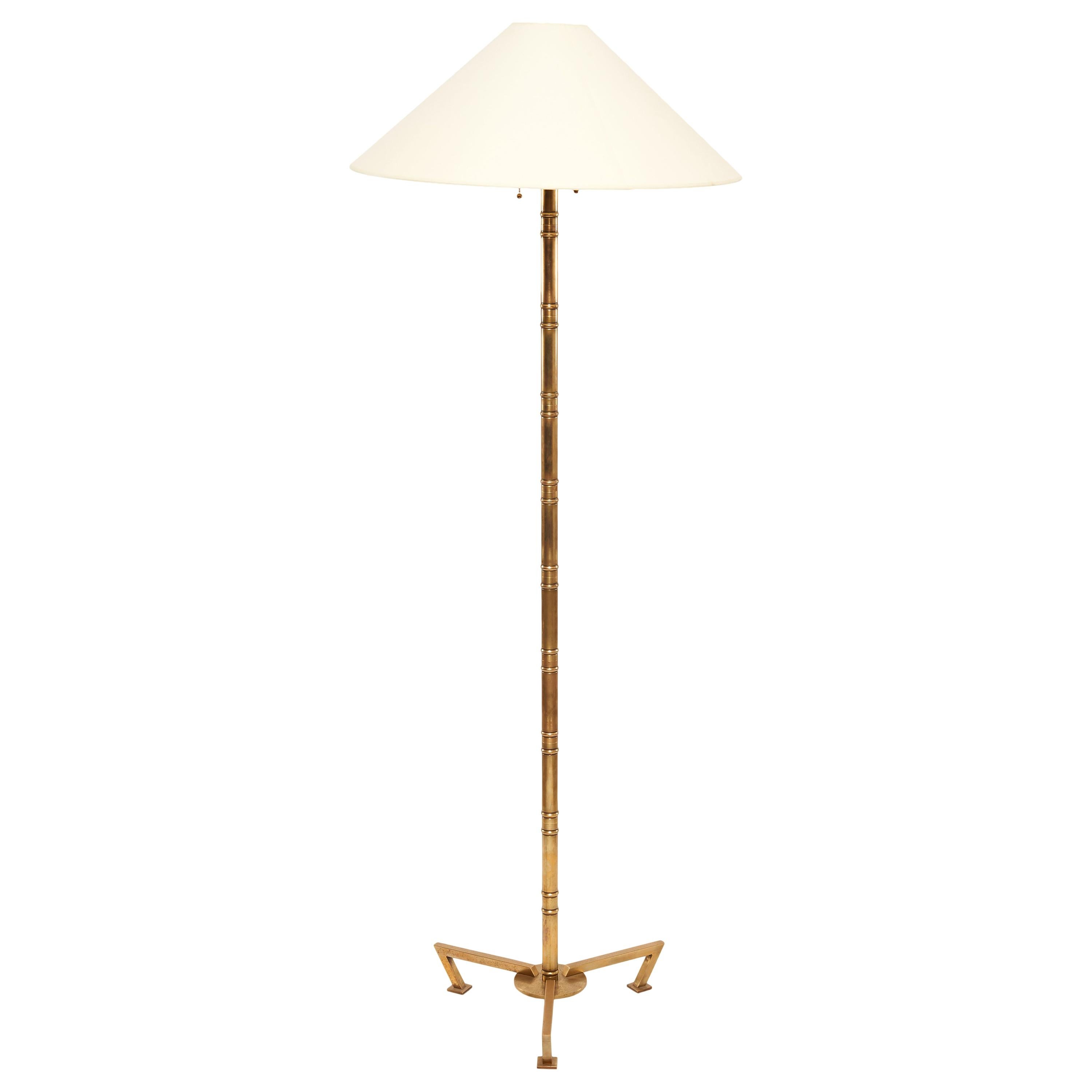 Paire de lampadaires Robert Altman en bronze et bambou du milieu du siècle dernier