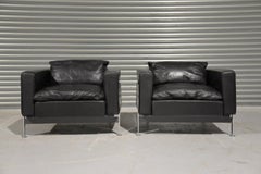 Paar Robert Haussmann RH 302 Ledersessel, Schweiz, 1960er Jahre