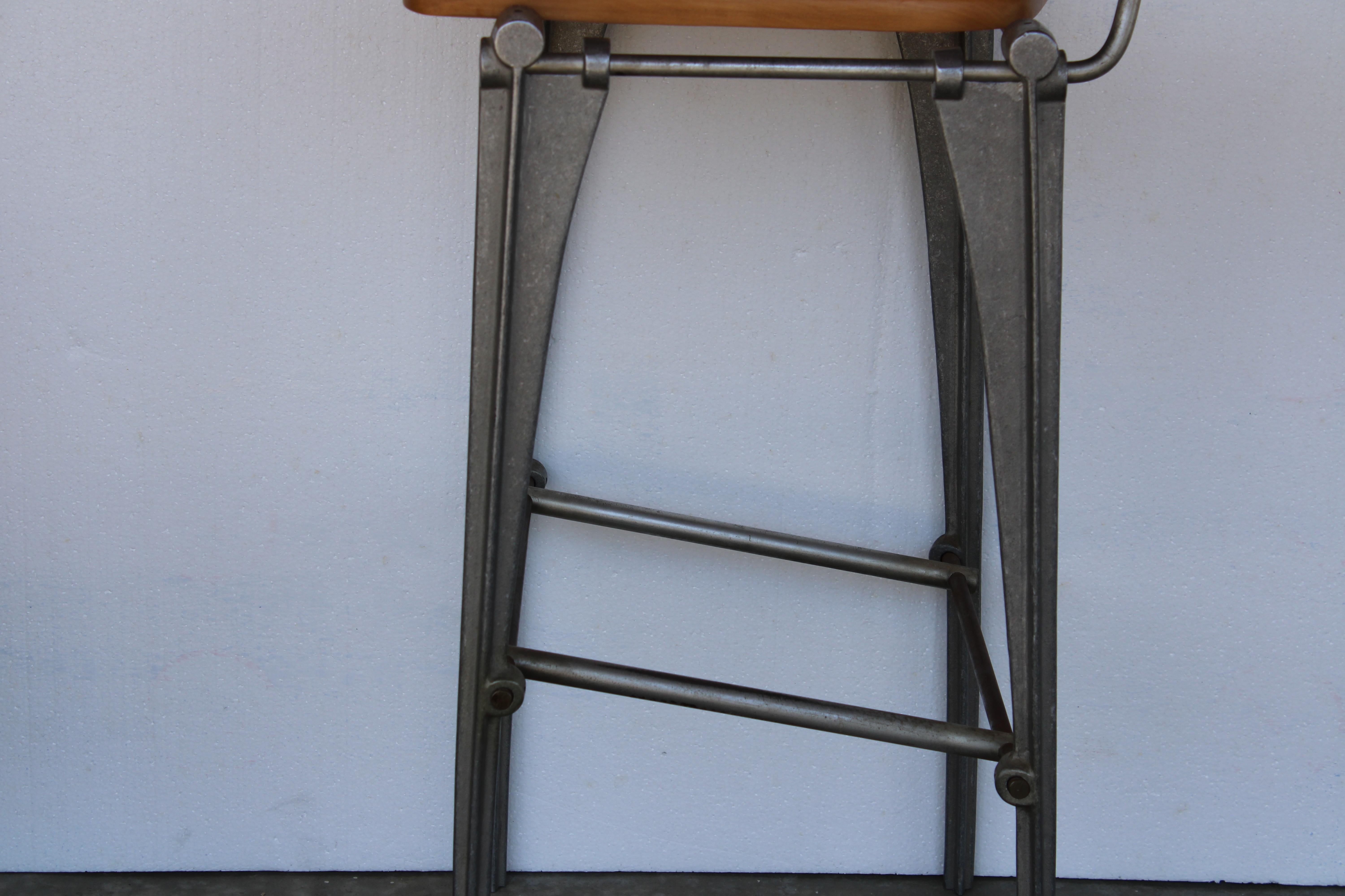 Aluminum Pair of Robert Josten Barstools For Sale