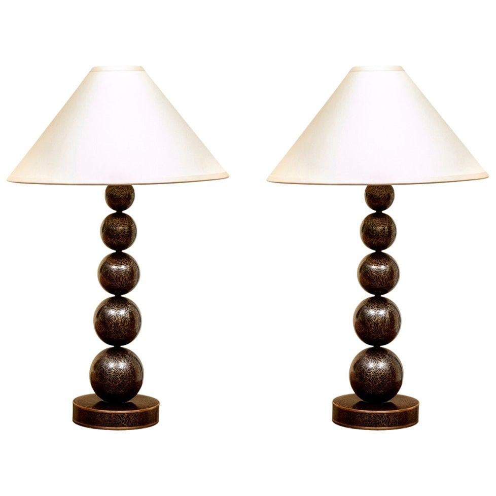 Paire de lampes de table en cloisonné du Palais de Robert Kuo