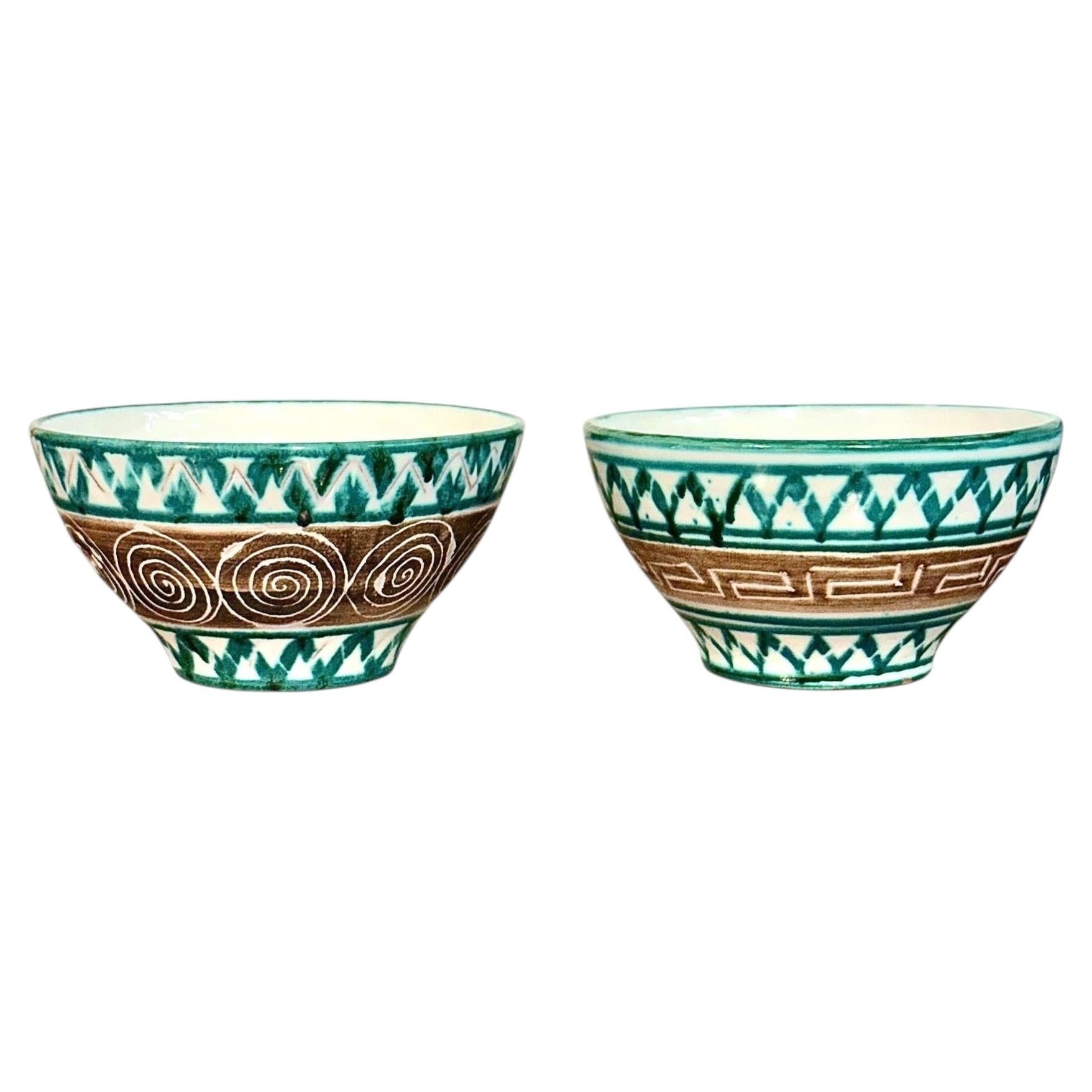 Pair of Robert Picault Glazed Ceramic Bowls, Vallauris, circa 1960