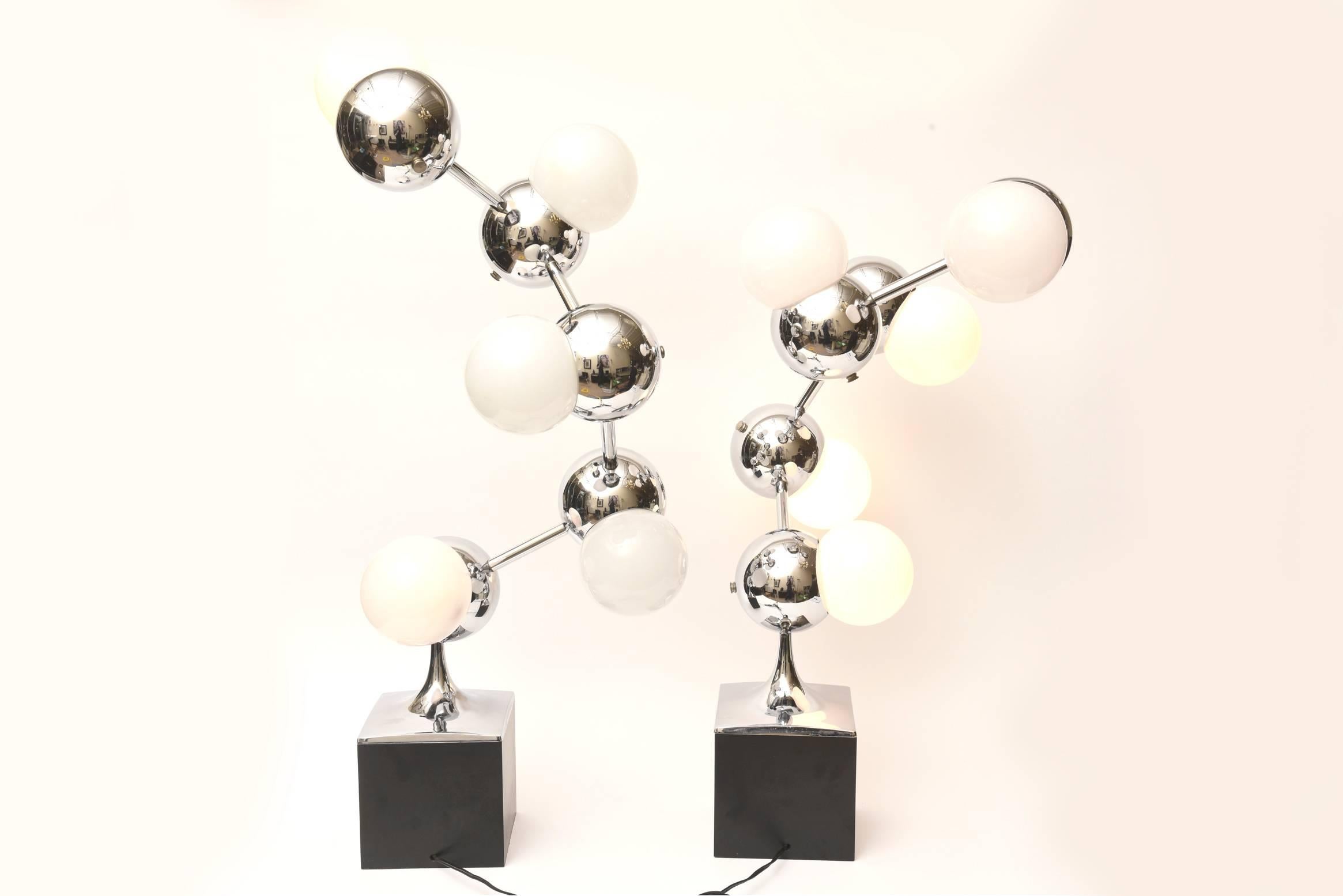 Robert Sonneman Atomic Molecule Sculptural Lamps Mid-Century Modern 1