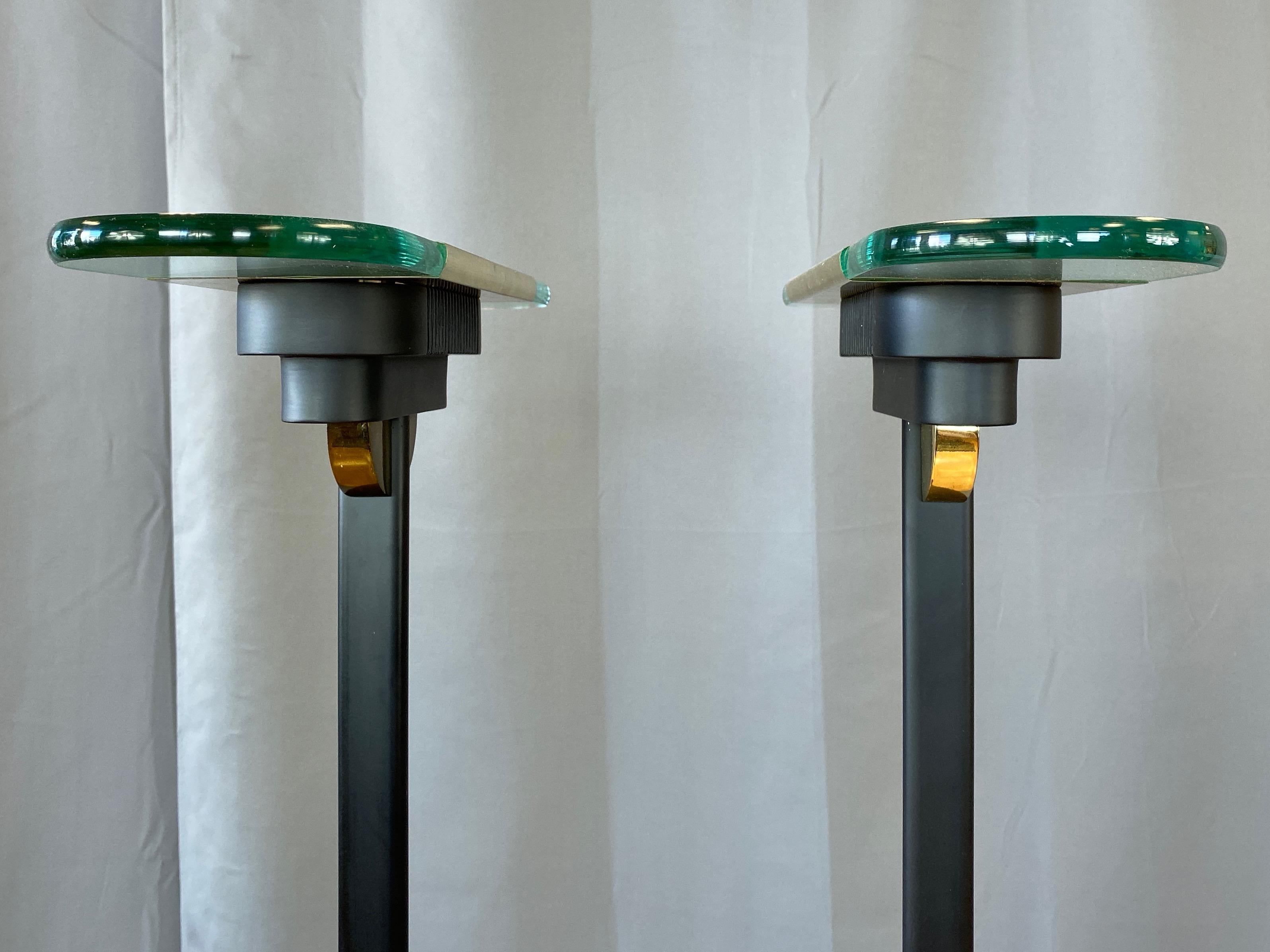 Pair of Robert Sonneman for Kovacs Postmodern Torchiere Floor Lamps, 1980s 5