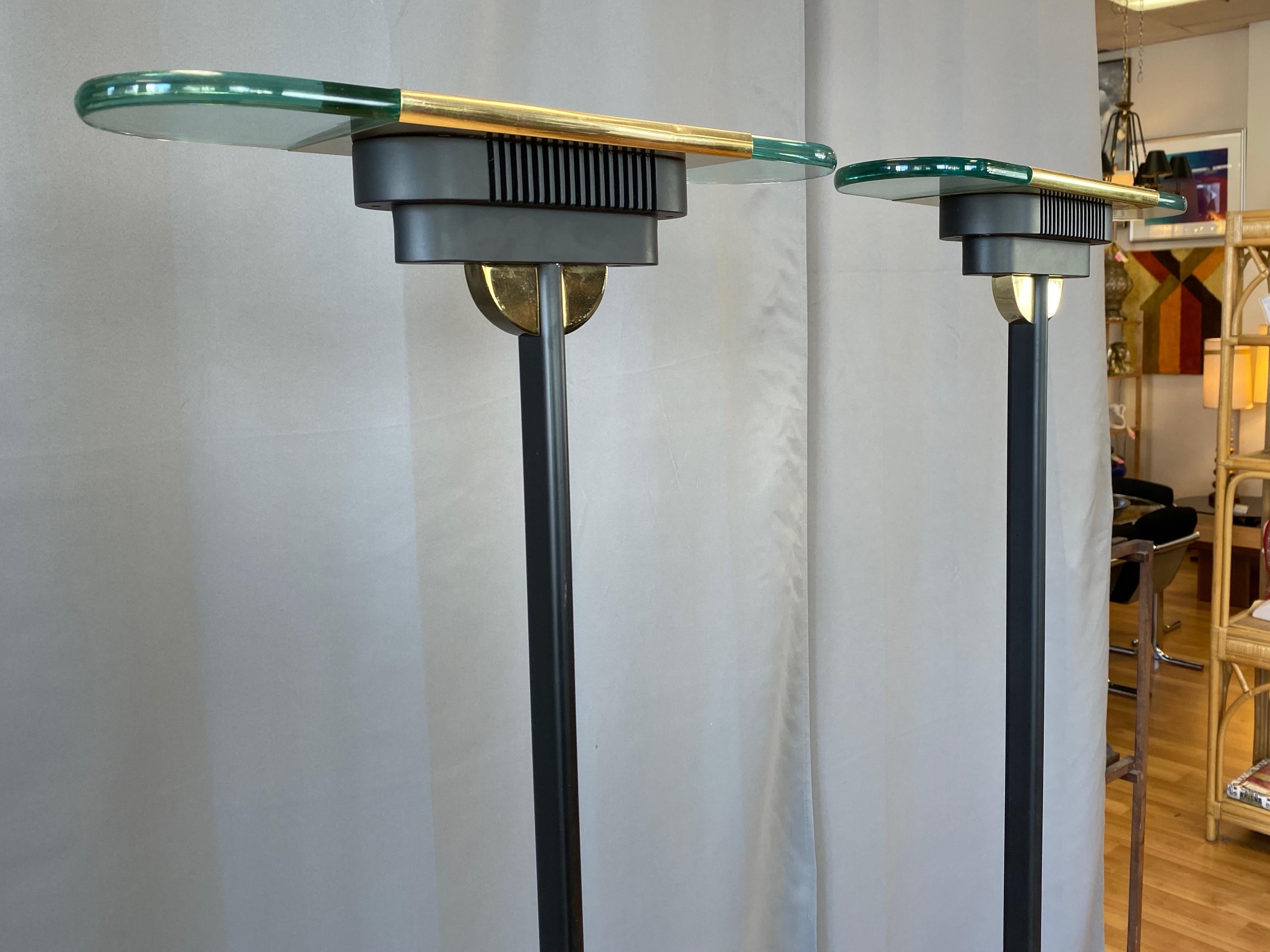 Late 20th Century Pair of Robert Sonneman for Kovacs Postmodern Torchiere Floor Lamps, 1980s