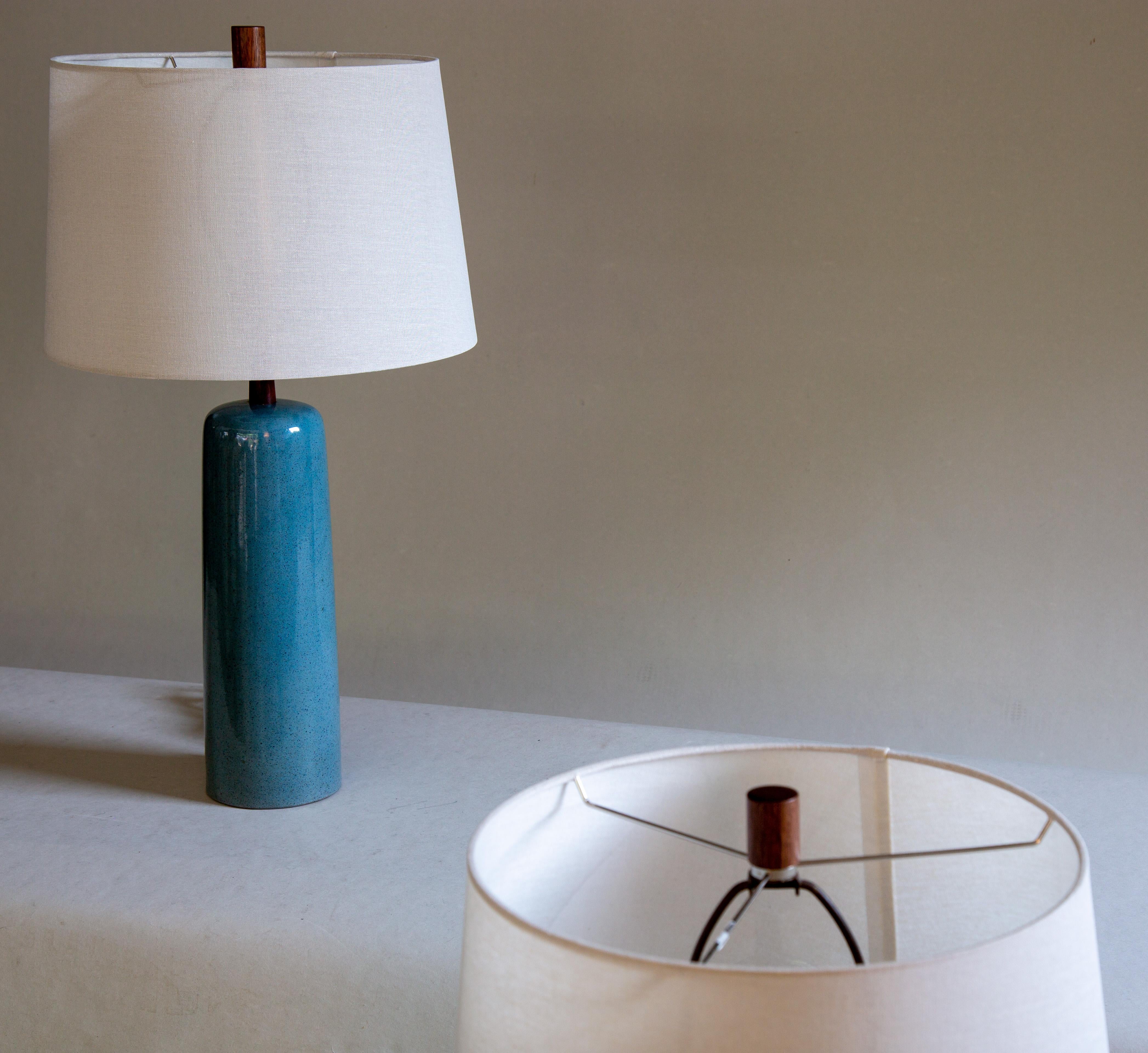 American Pair of Robins Egg Blue Jane and Gordon Martz Table Lamps M41 Mid Century Modern