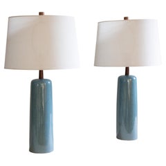 Vintage Pair of Robins Egg Blue Jane and Gordon Martz Table Lamps M41 Mid Century Modern