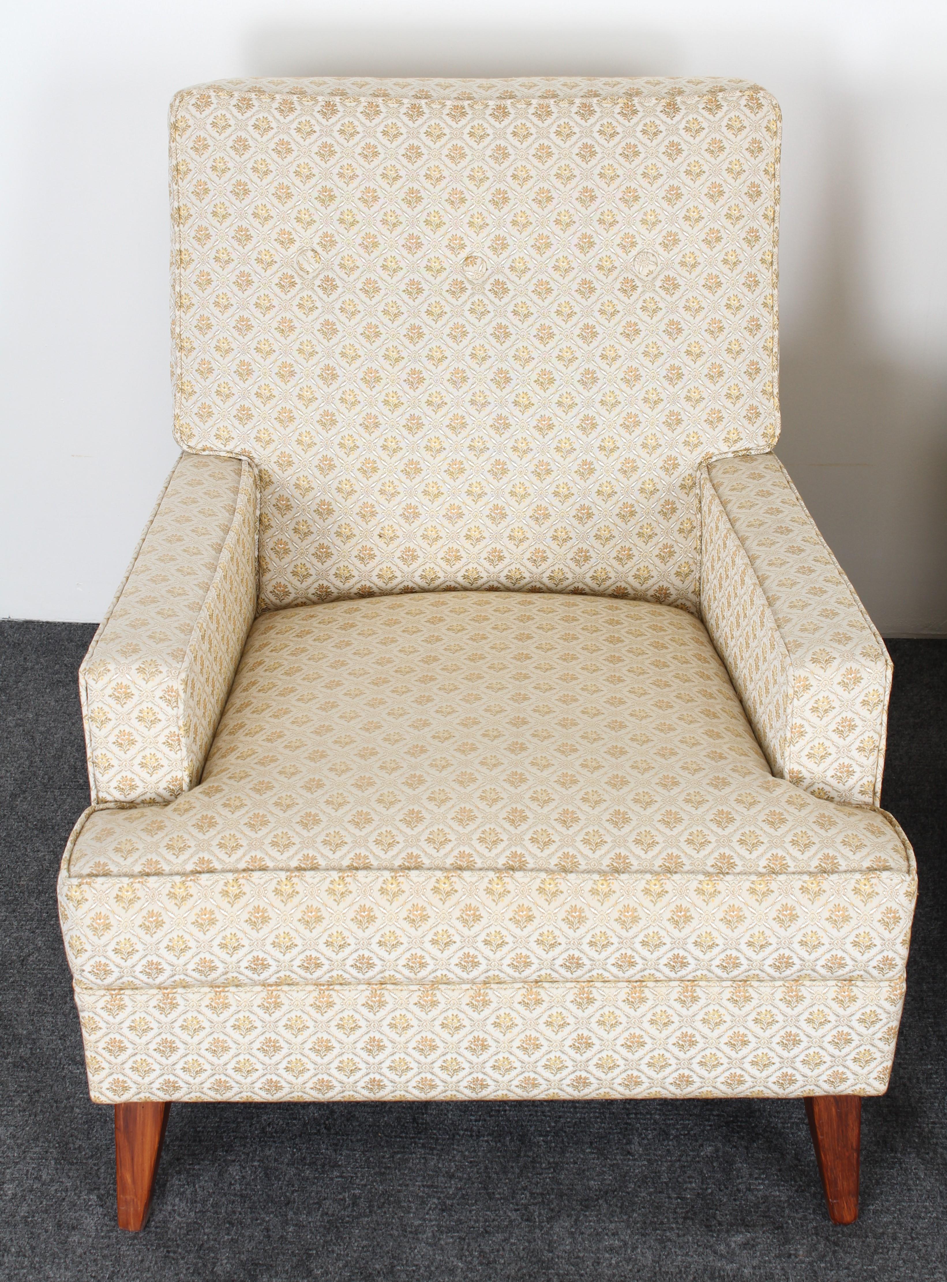 Mid-Century Modern Pair of Robsjohn Gibbings Style Upholstered Lounge Chairs, 1950s