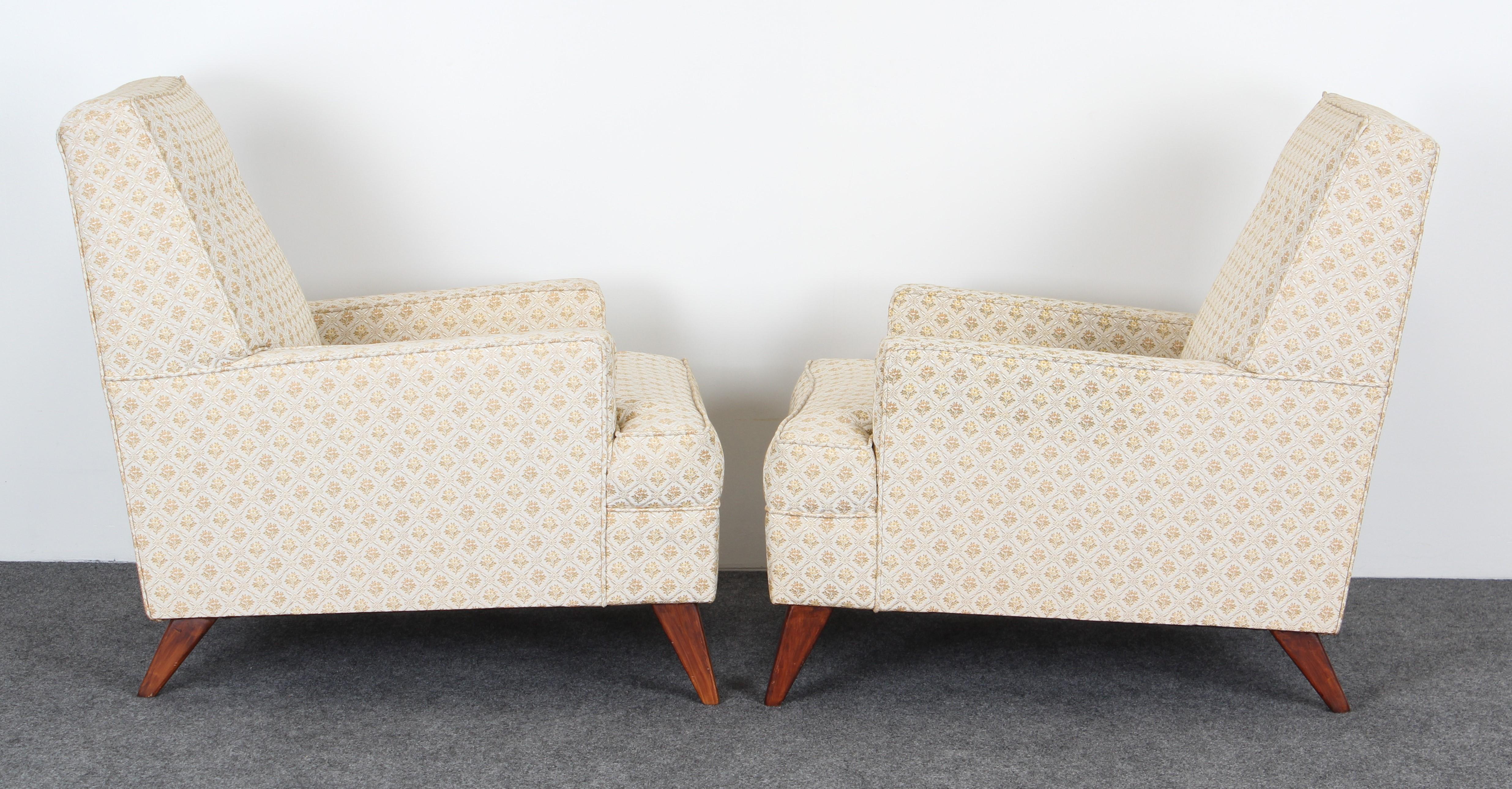 Pair of Robsjohn Gibbings Style Upholstered Lounge Chairs, 1950s In Good Condition In Hamburg, PA