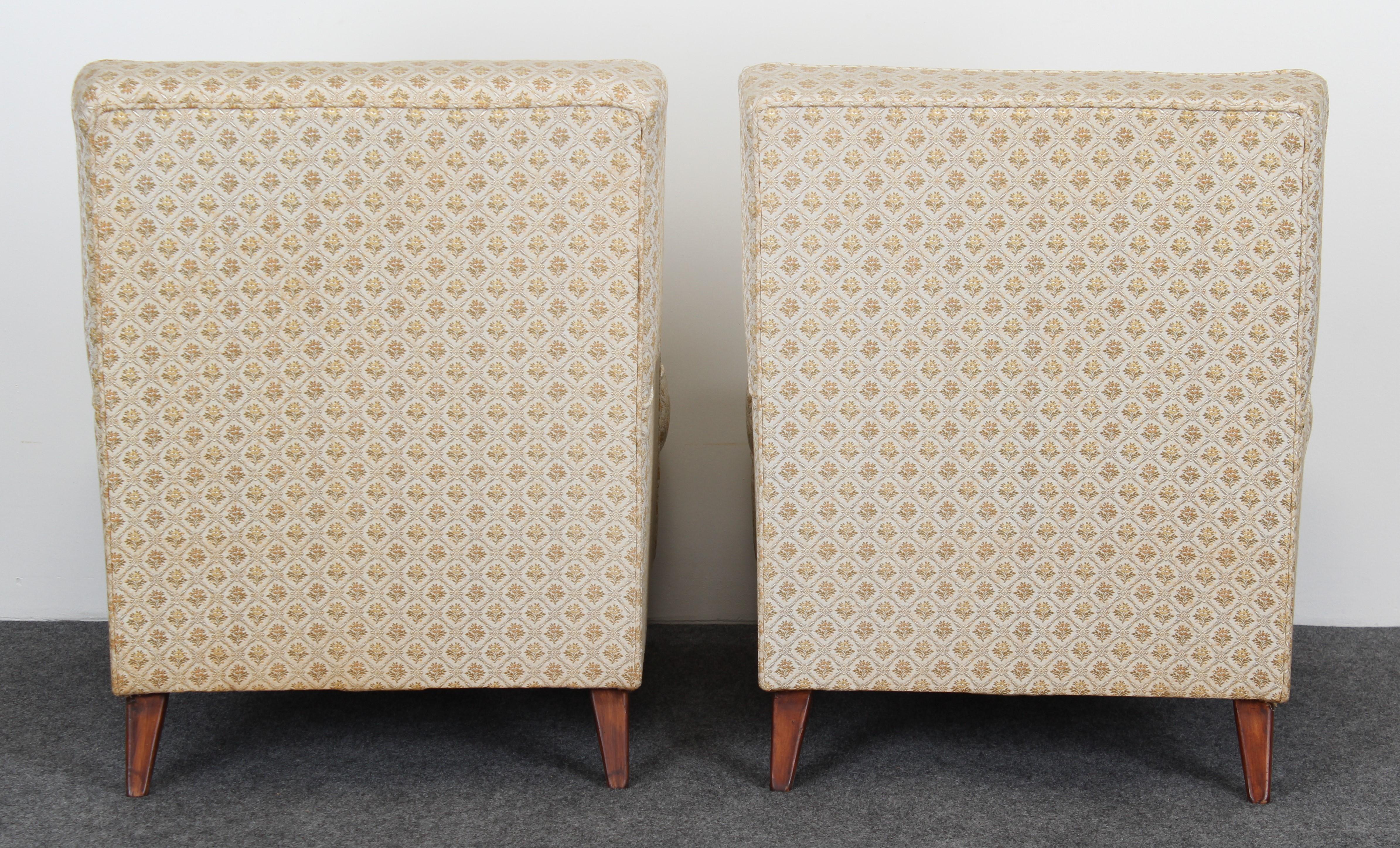 Mid-20th Century Pair of Robsjohn Gibbings Style Upholstered Lounge Chairs, 1950s