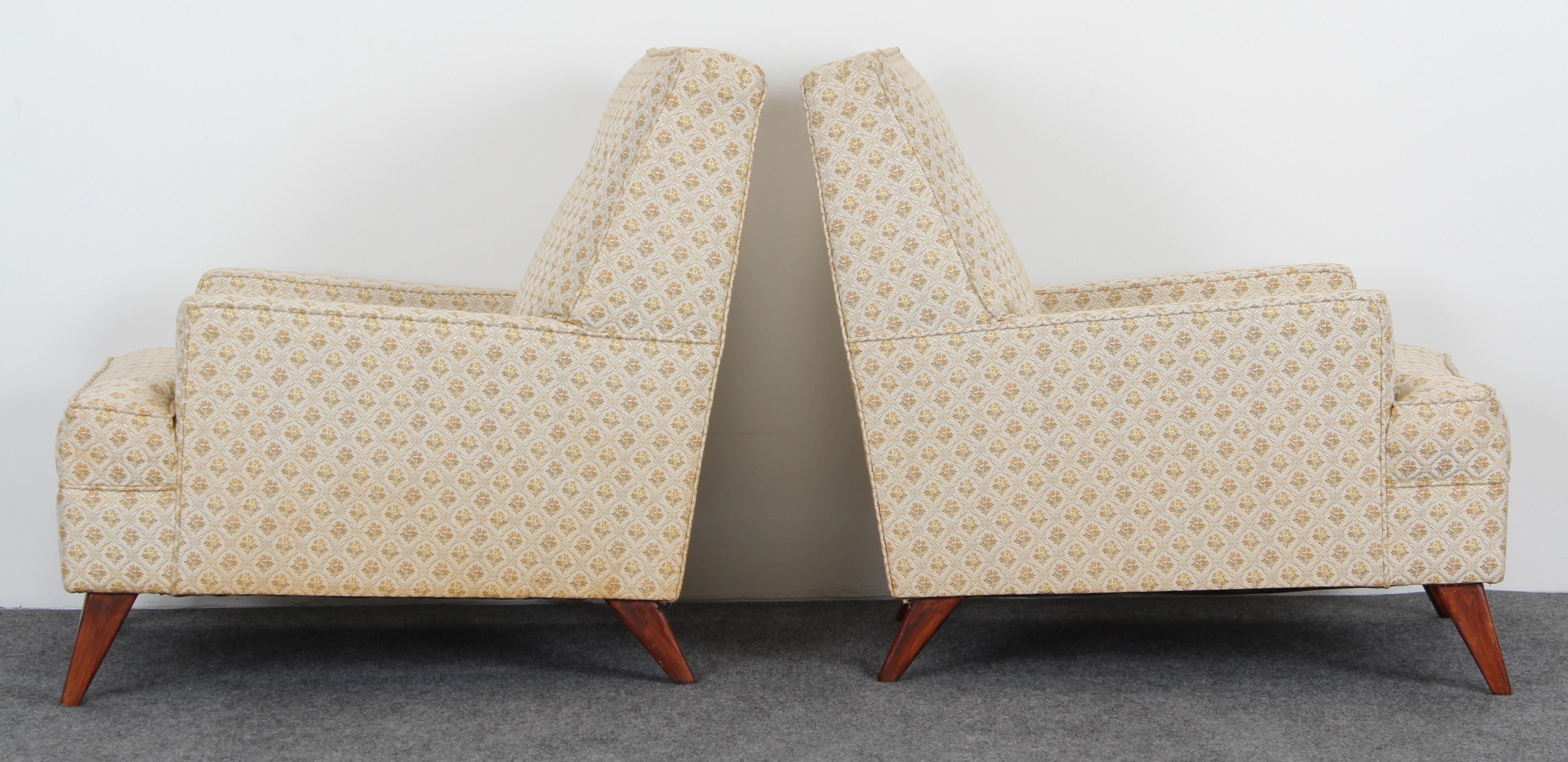 Upholstery Pair of Robsjohn Gibbings Style Upholstered Lounge Chairs, 1950s