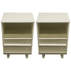 Pair of Robsjohn-Gibbons White Lacquered Nightstands