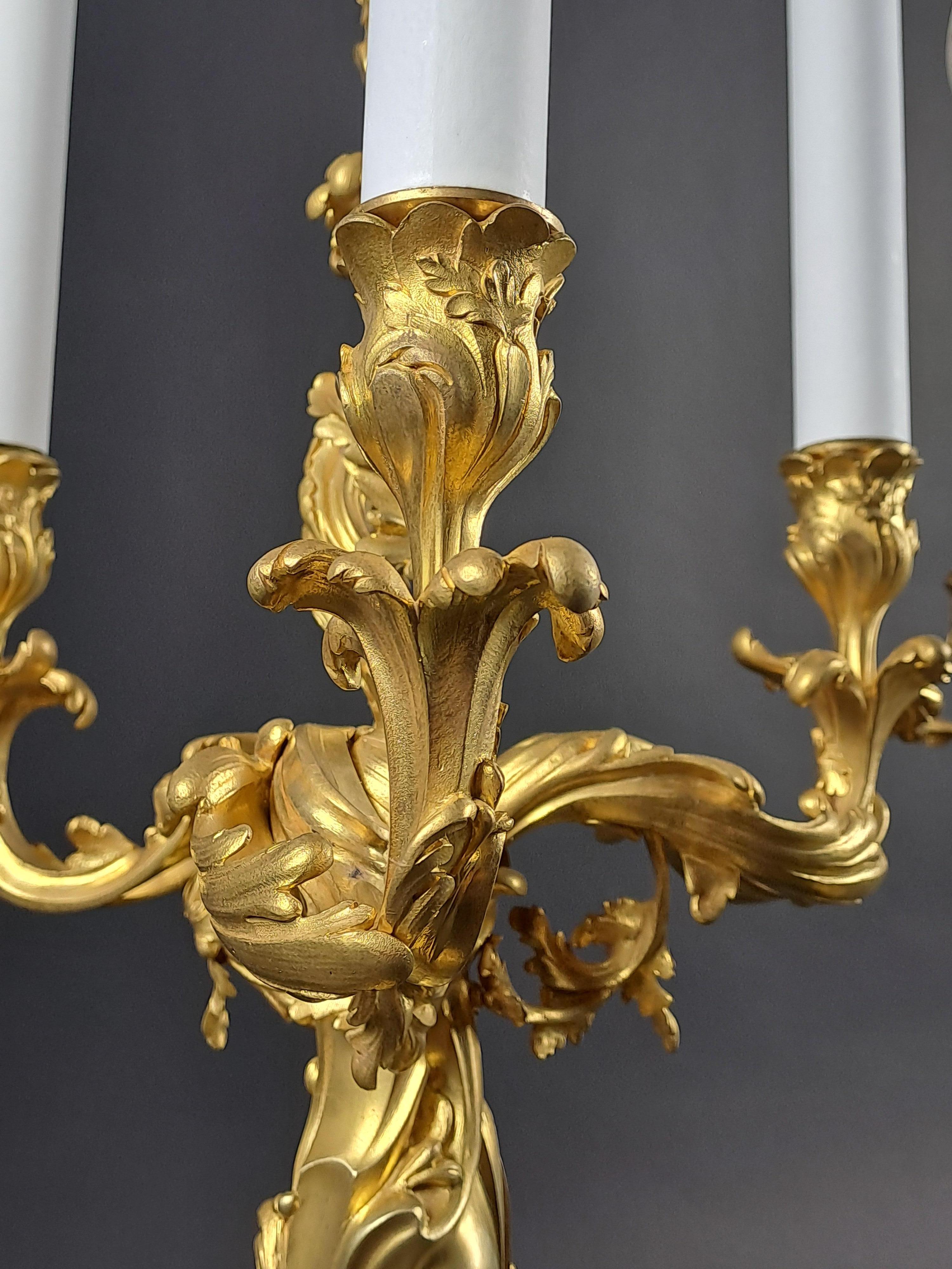 Pair Of Rocaille Candelabras In Gilded Bronze Signed Eugène Lelièvre, Susse im Angebot 3
