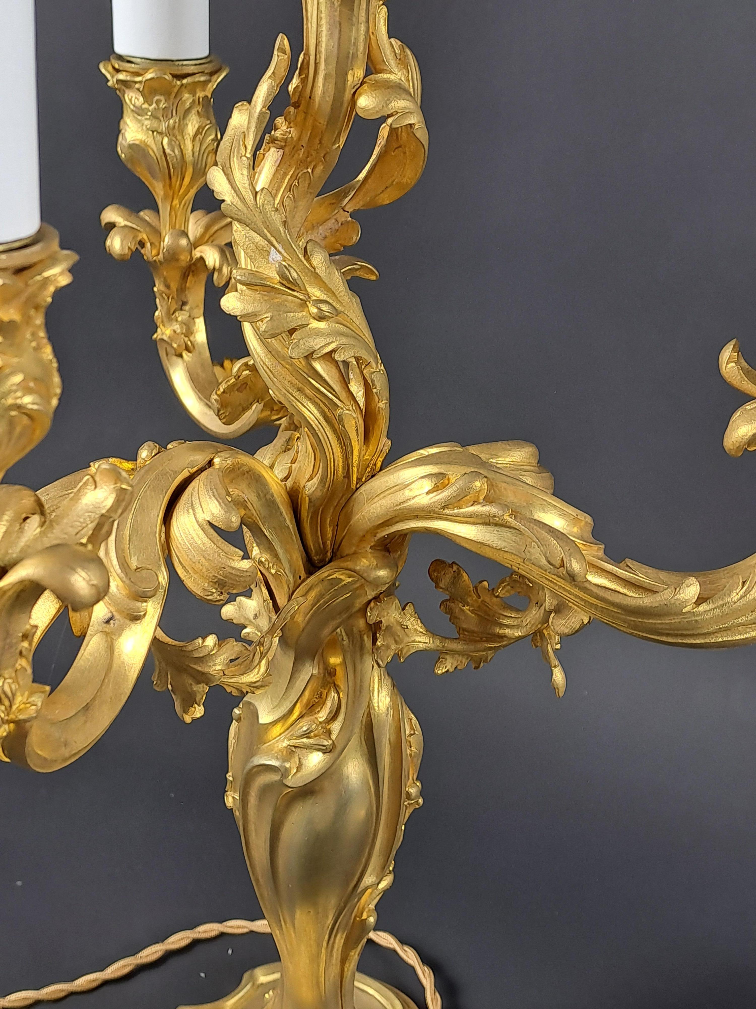 Pair Of Rocaille Candelabras In Gilded Bronze Signed Eugène Lelièvre, Susse im Angebot 4